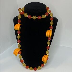 Eclectic Banana Vintage 36” Beaded Orange and Yellow Necklace
